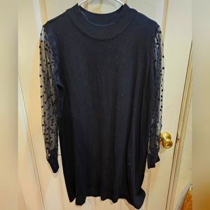 Alison Andrews Plus bodycon sweater dress sheer sleeves